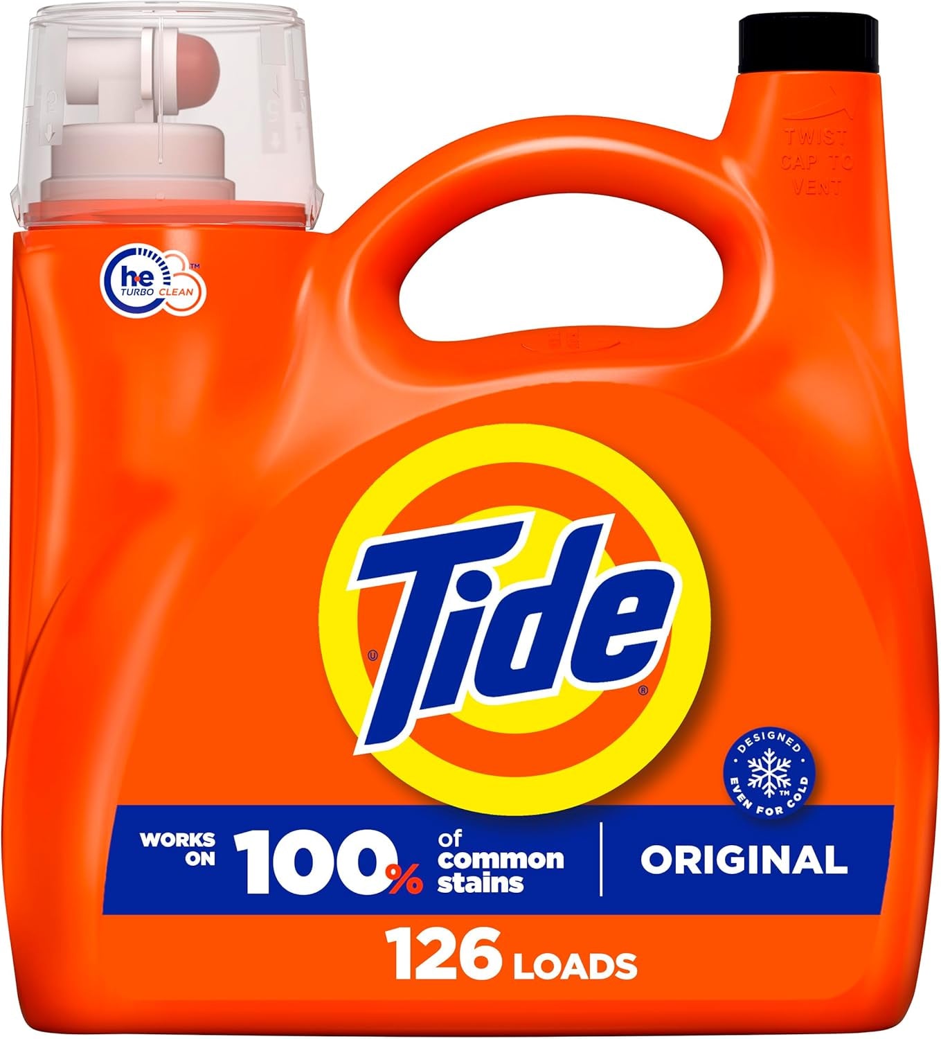 Tide Liquid Laundry Detergent, Original Scent, 125 Fl Oz, 100 Loads, Boosted Clean Even in Cold Water with Concentrated Washing Soap