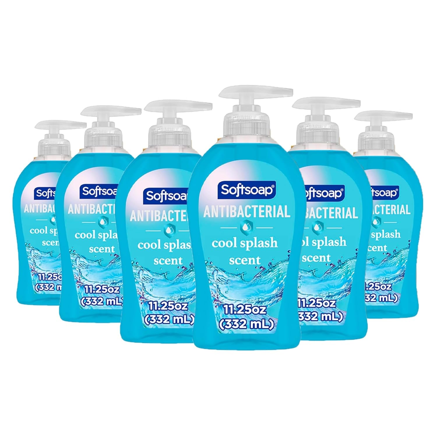 Antibacterial Hand Soap, Eliminates 99% of Bacteria, Bathroom or Kitchen Hand Soap, Cool Splash Scent, 11.25 Fl Oz (6 Pack)