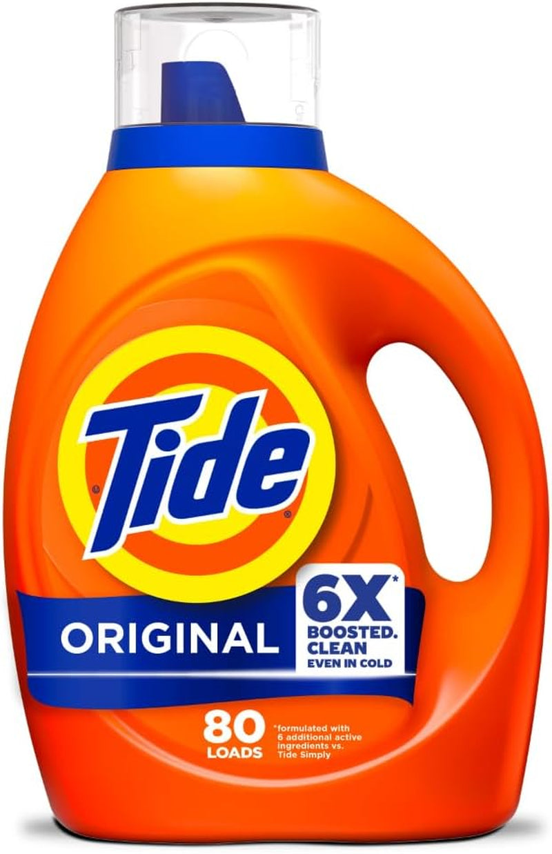 Tide Liquid Laundry Detergent, Original Scent, 125 Fl Oz, 100 Loads, Boosted Clean Even in Cold Water with Concentrated Washing Soap