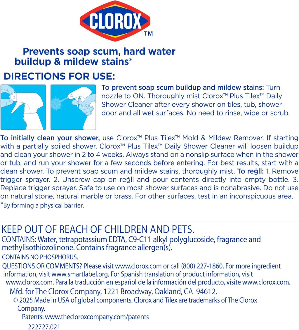 plus Tilex Daily Shower Cleaner, 32 Fluid Ounce Spray Bottle, Pack of 3