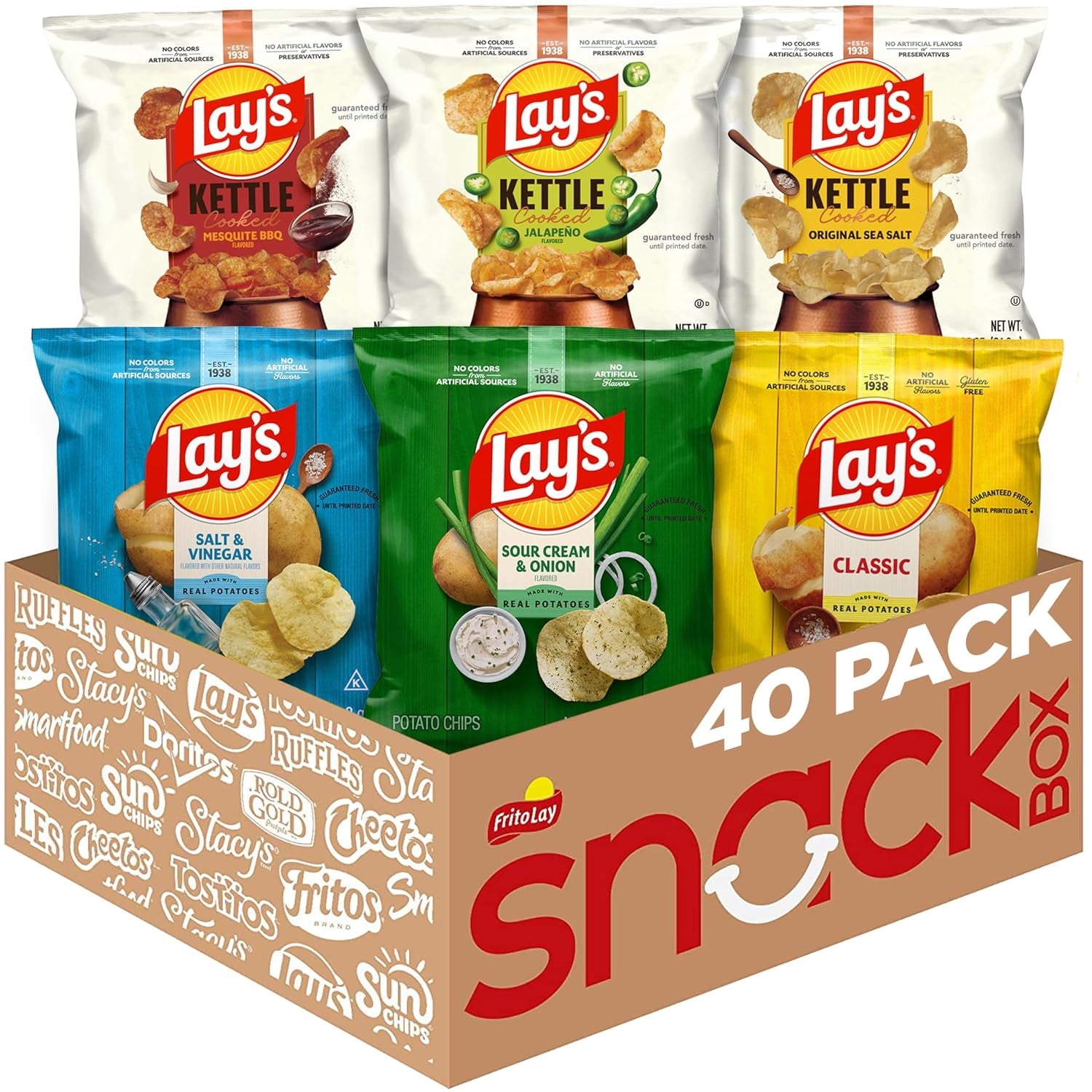 Lay'S Potato Chips, Classic, 1 Ounce (Pack of 40)