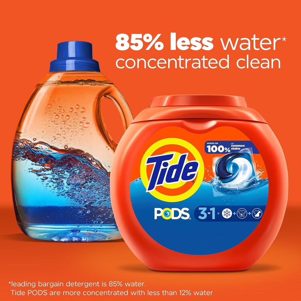 Tide PODS Laundry Detergent Pacs, 3-In-1 Stain Remover, Odor Fighter, Color Protector, 76 Count, HE Compatible, Original Scent