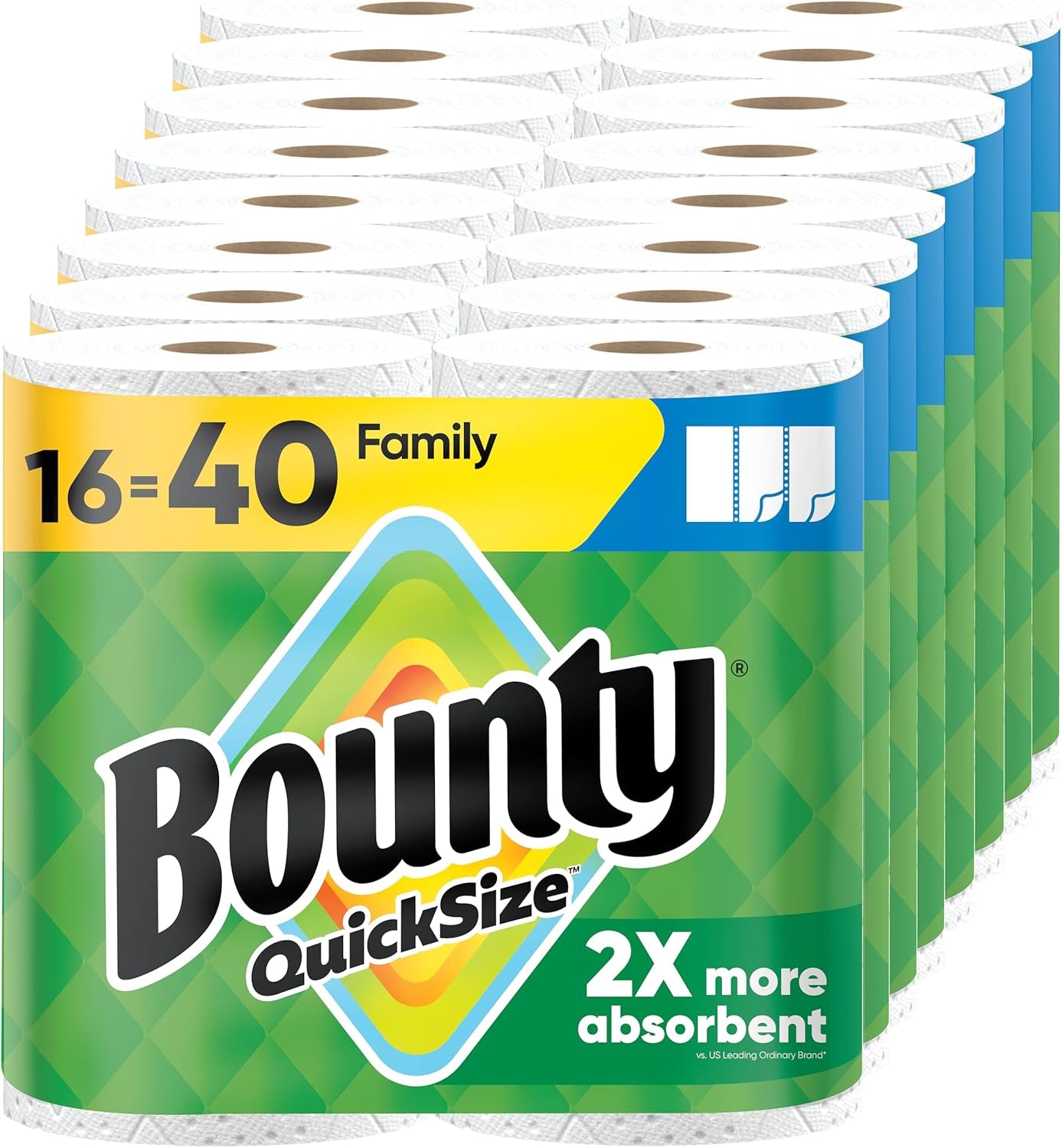 Paper Towels Quick Size, White, 16 Family Rolls = 40 Regular Rolls