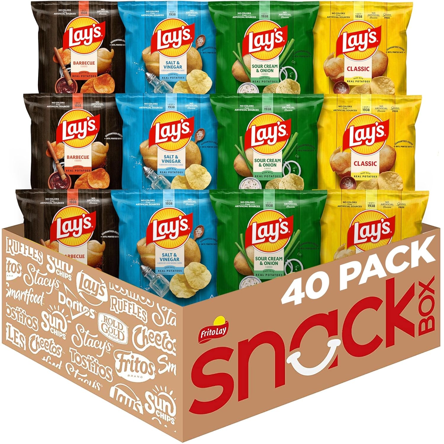 Lay'S Potato Chips, Classic, 1 Ounce (Pack of 40)