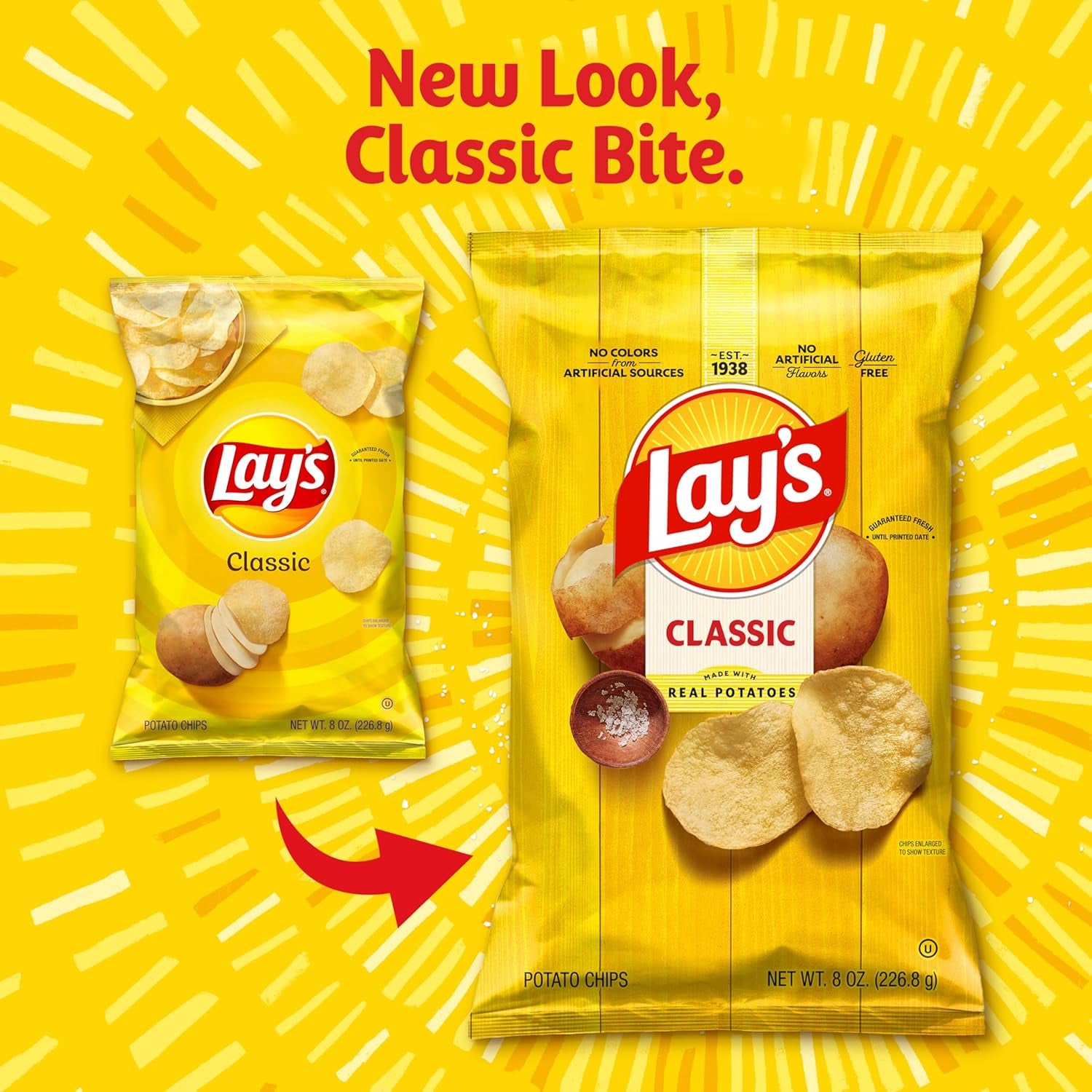 Lay'S Potato Chips, Classic, 1 Ounce (Pack of 40)