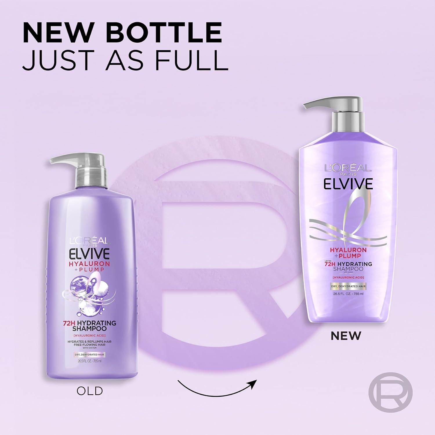 L'Oreal Paris Elvive Hyaluron Plump Shampoo and Conditioner Set for Dry, Dehydrated Hair, 72H Hydrating Hair Care, Infused with Hyaluronic Acid Complex, 53 Fl Oz Set
