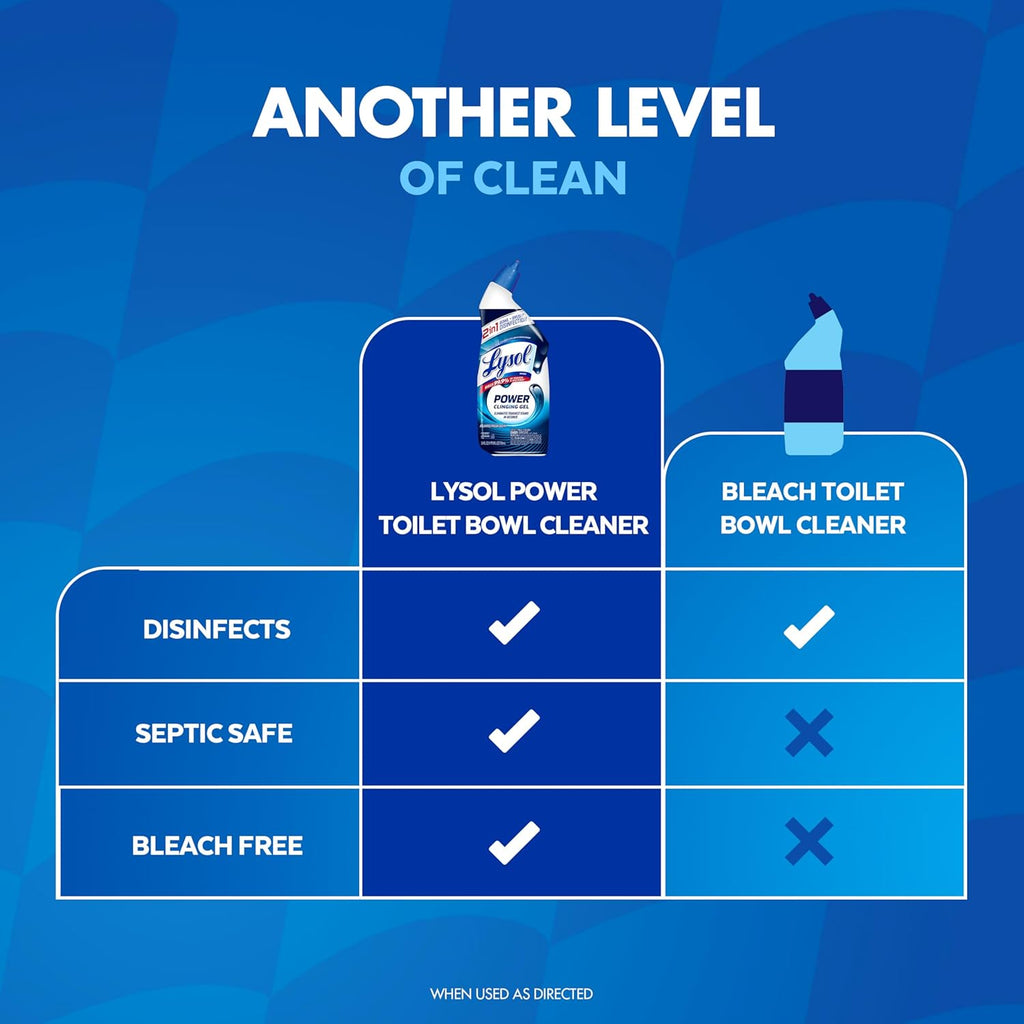 Lysol Toilet Bowl Cleaner, Max Strength Bathroom Cleaning Supplies, Toilet Bowl Cleaner Clinging Gel, Home Essential, Instant Stain Removal, Disinfecting and Deodorizing, Bleach Free, 24 Oz (4Ct)
