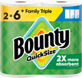 Paper Towels Quick Size, White, 2 Family Triple Rolls = 6+ Regular Rolls