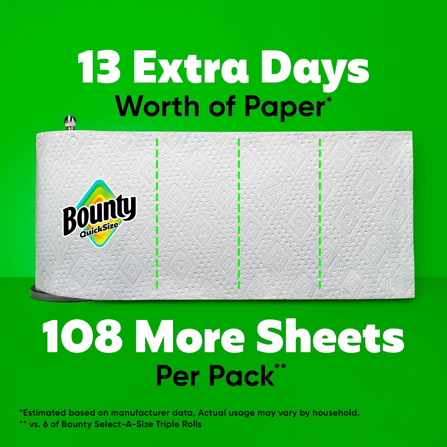 Paper Towels Quick Size, White, 6 Family Triple Rolls = 20+ Regular Rolls