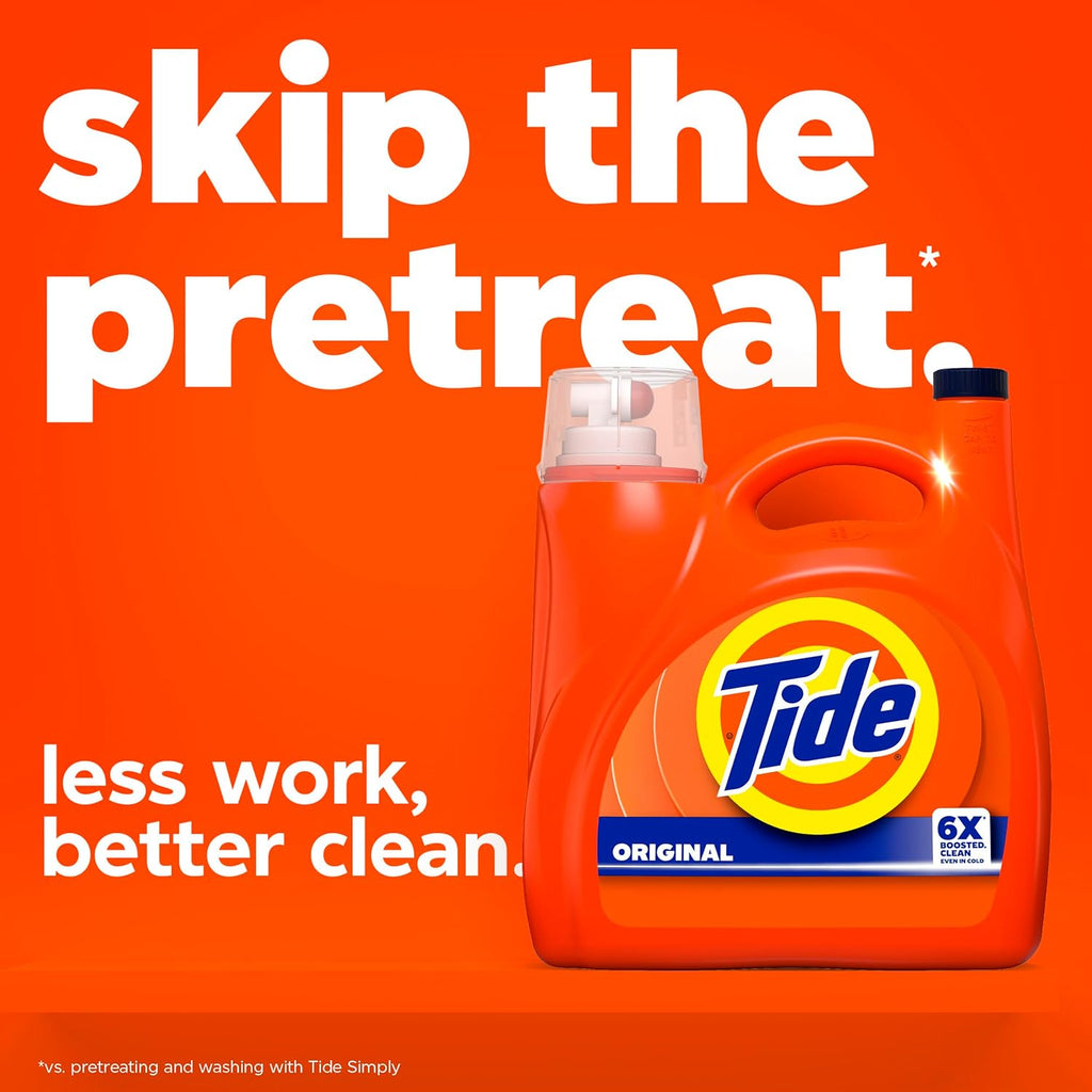 Tide Liquid Laundry Detergent, Original Scent, 125 Fl Oz, 100 Loads, Boosted Clean Even in Cold Water with Concentrated Washing Soap