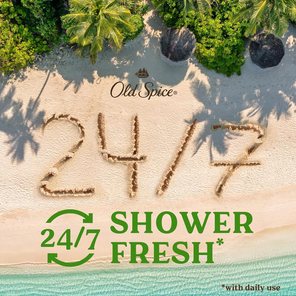 Old Spice Body Wash for Men, 24/7 Shower Fresh with Lasting Scent, Cleanse & Refresh, Gentle on Skin, Vitamin B3, Fiji with Palm Tree + Coconut Scent, 25 Oz (Pack of 4)