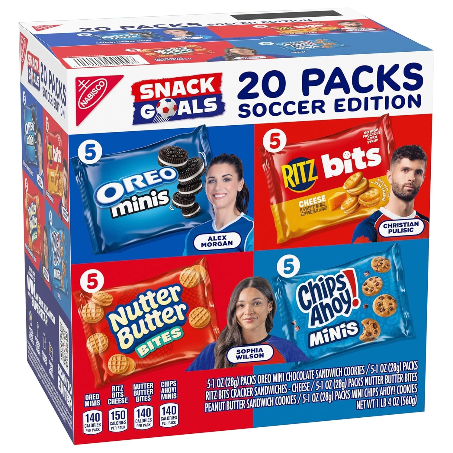 Snacks Variety Pack, OREO Minis, Nutter Butter Bites, CHIPS AHOY! Minis Cookies, and RITZ Bits Cheese Sandwich Crackers, 20 Snack Packs