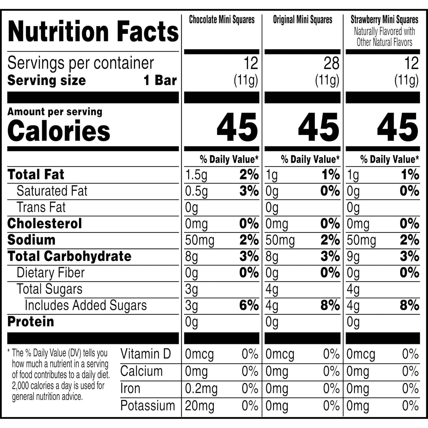Mini Crispy Marshmallow Squares, Kids Snacks Box, Cereal Bars, Variety Pack (52 Bars)