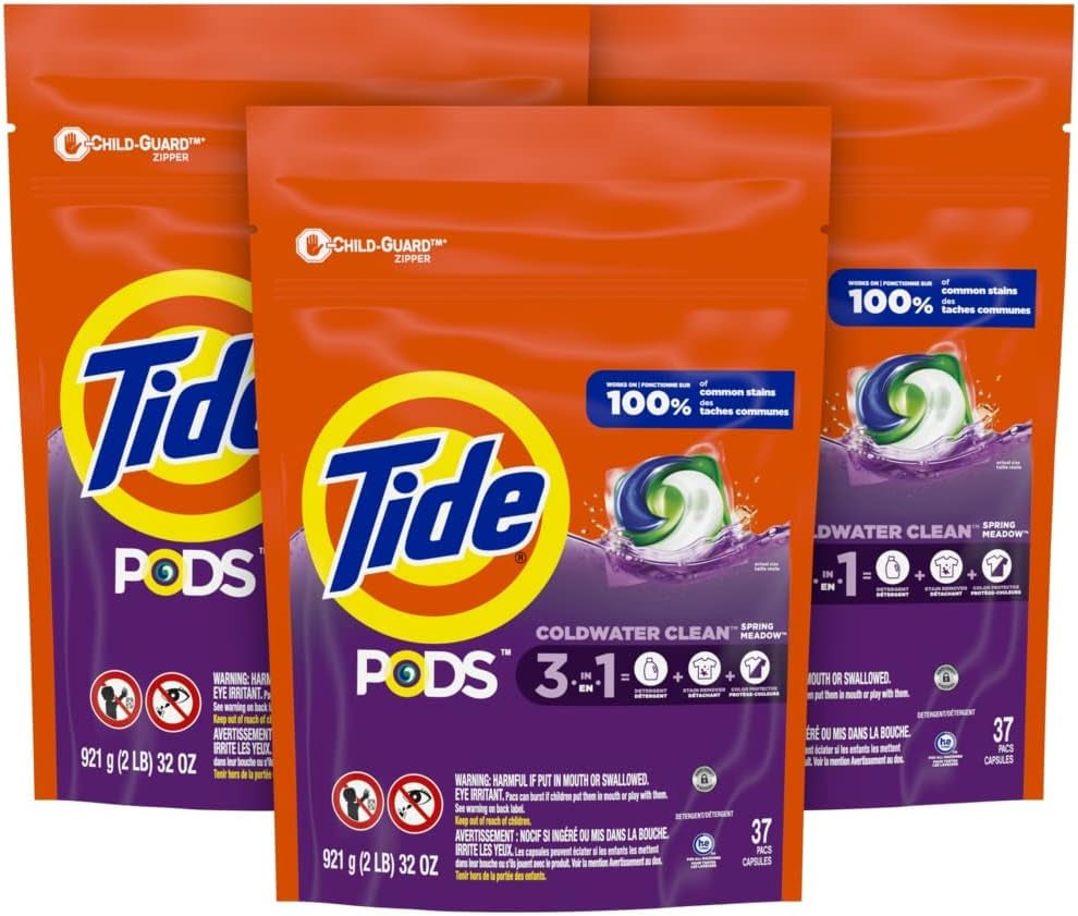 Tide PODS Laundry Detergent Pacs, 3-In-1 Stain Remover, Odor Fighter, Color Protector, 76 Count, HE Compatible, Original Scent