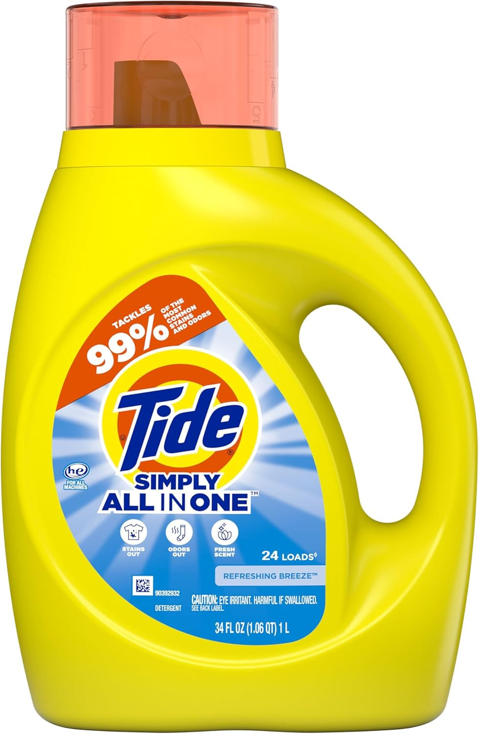 Tide Simply All-In-One Liquid Laundry Detergent, Berry Blossom Scent, 89 Loads, 117 Fl Oz